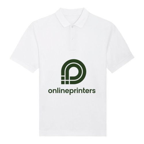 Wit biologisch katoenen poloshirt met korte mouwen en knoopsluiting.