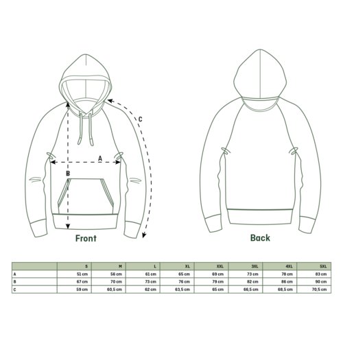 Stoffen unisex hoodie met capuchon en kangoeroezak.