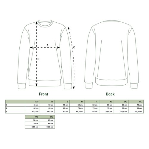 Unisex sweatshirt van stof met ronde hals en lange mouwen.