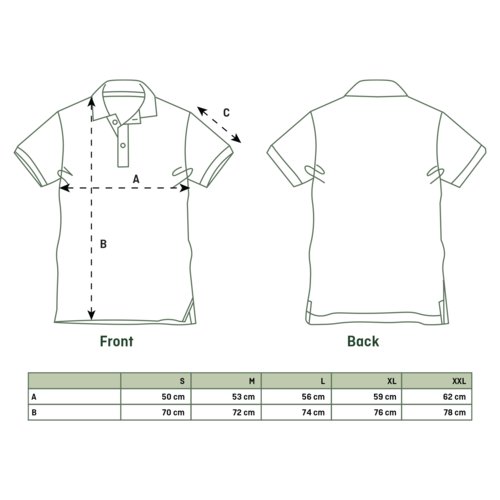 Unisex poloshirt van stof met korte mouwen en knoopsluiting.