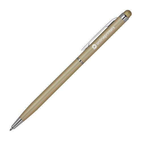 Gouden metalen balpen met clip en touchpen-functie.