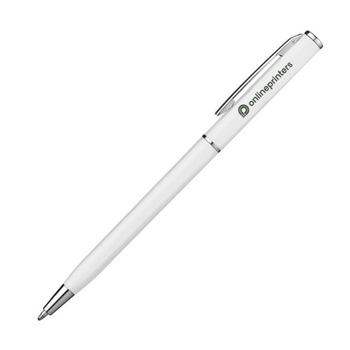 Witte plastic balpen met clip.