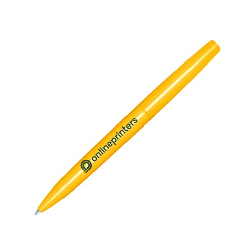 Gele plastic draaibalpen met een glanzende afwerking.