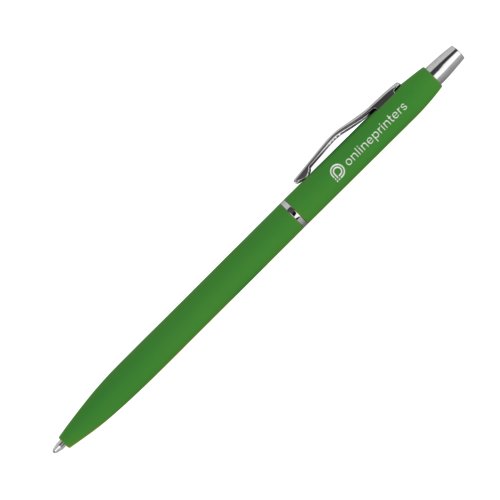 Groene metalen balpen met clip en drukmechanisme.