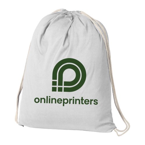 Witte katoenen gymtas met trekkoord.