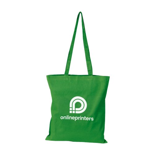 Groene katoenen tas met lange hengsels.