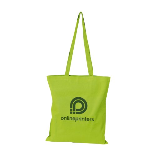 Appelgroene katoenen tas met lange hengsels.