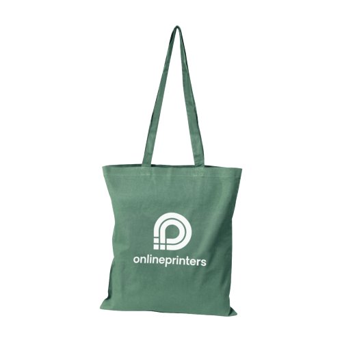 Antracietkleurige katoenen tas met handvatten.
