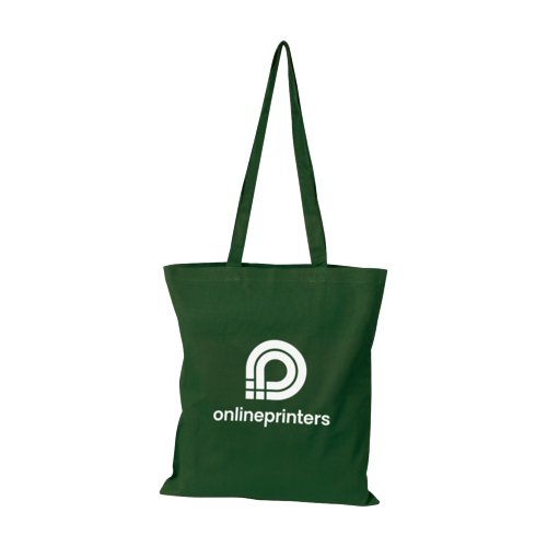 Groene biologische katoenen tas met lange handvatten.