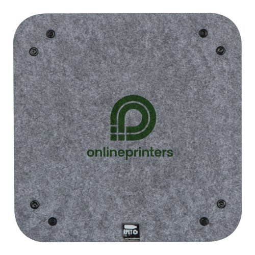 Antracietkleurige vilten opbergbak met patroon.