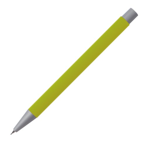 Appelgroene vulpotlood met metalen elementen.