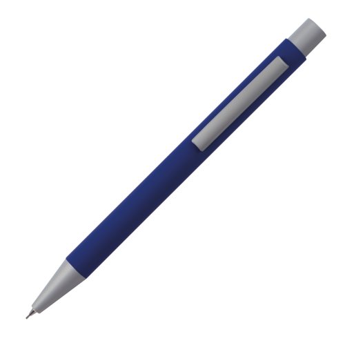 Blauw vulpotlood met clip en stift.