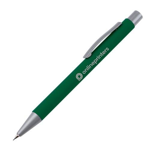 Groen vulpotlood met clip en drukmechanisme.