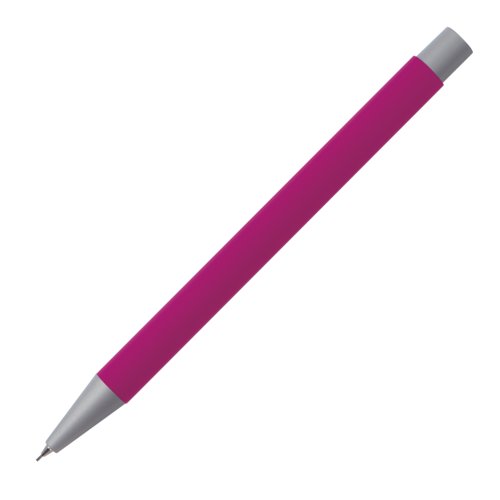 Roze vulpotlood met metalen elementen en patroon.