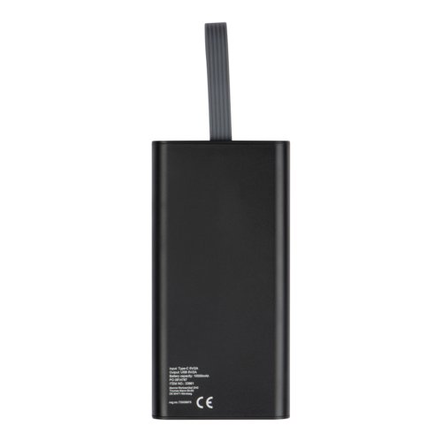 Transparante powerbank met USB-poorten en lus.