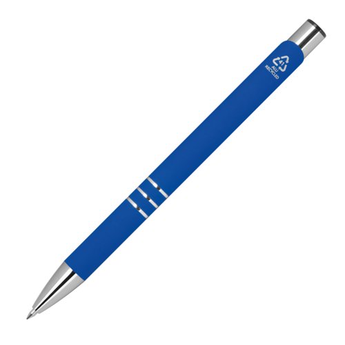 Blauwe gelpen met metalen elementen en dop.