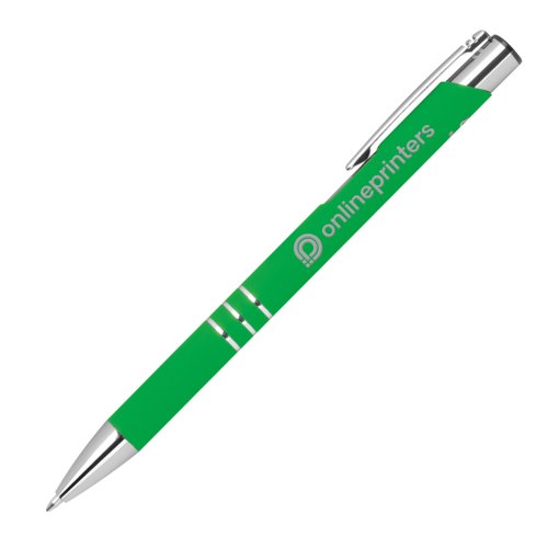 Groene gelpen met metalen accenten en dop.