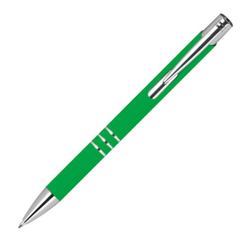 Groene gelpen met clip en drukknop.