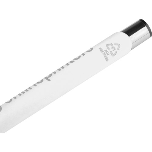 Witte gelpen met metalen elementen en dop.