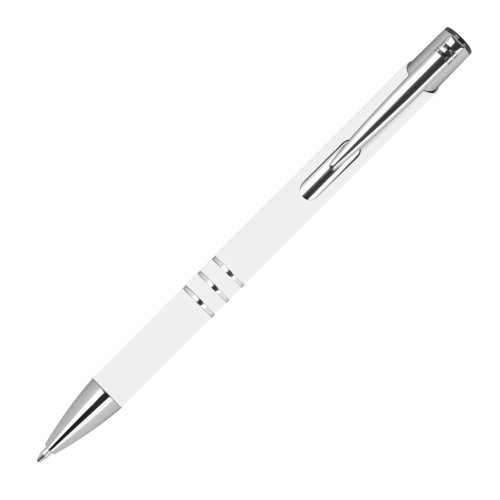 Witte gelpen met clip en drukmechanisme.