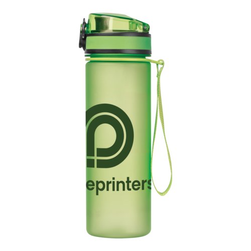 Groene Tritan waterfles met sportdop en draaglus.