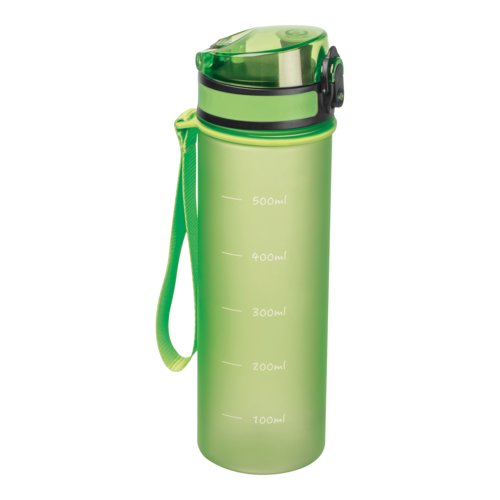 Appelgroene Tritan waterfles met draaglus en deksel.