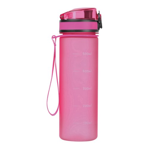 Roze Tritan drinkfles met draagriem.
