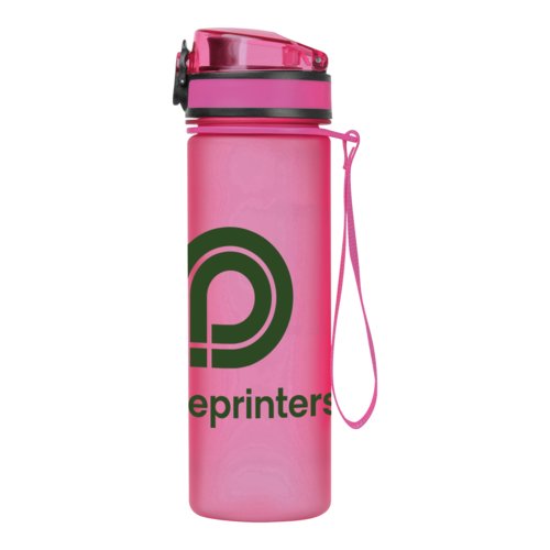 Roze Tritan drinkfles met deksel en draaglus.