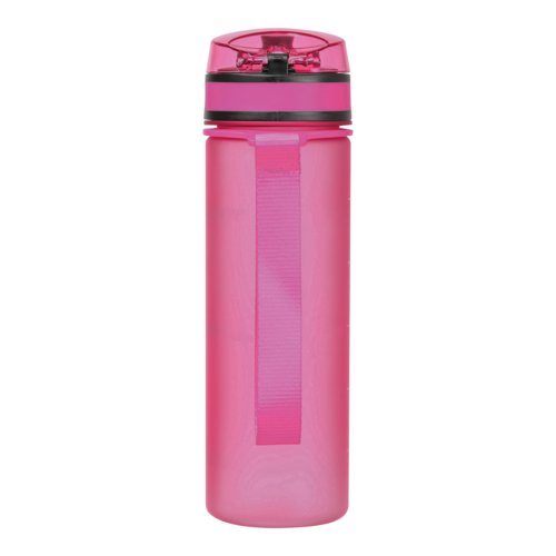 Roze Tritan drinkfles met draagriem.
