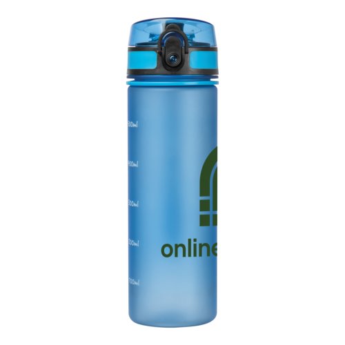 Lichtblauwe Tritan drinkfles met lekvrije deksel.