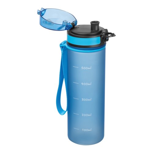 Lichtblauwe Tritan waterfles met draaglus.