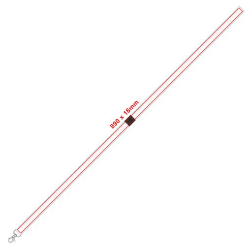 Zwarte polyester lanyard met karabijnhaak.