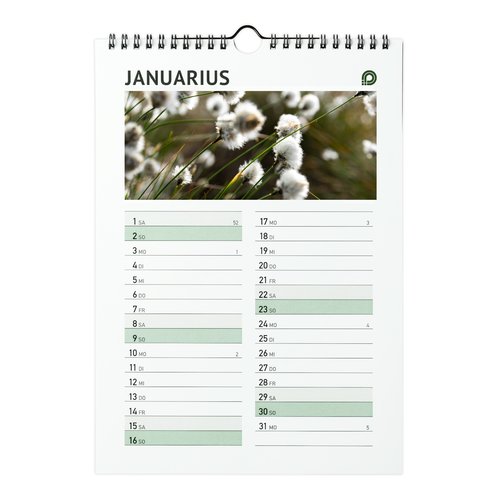 Muurkalender met wire-o binding , A3 half, 4/0-kleurig 3