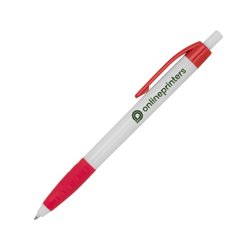 Rode plastic balpen met clip.