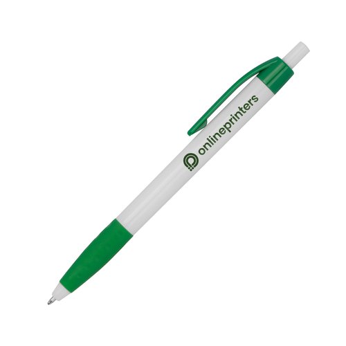 Plastic balpen met clip en drukknop.