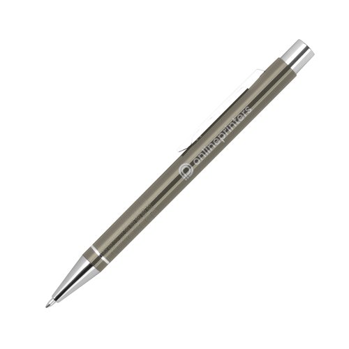 Antracietkleurige gelpen met clip en drukmechanisme.