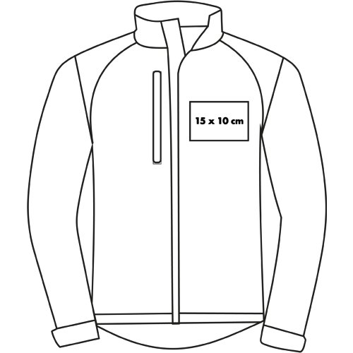 Softshell jas voor heren met volledige ritssluiting en zijzakken.