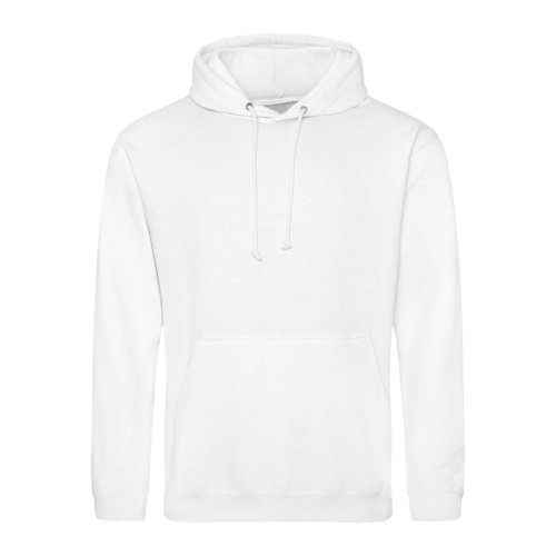 Witte katoen-polyester hoodie met trekkoord en kangoeroezak.