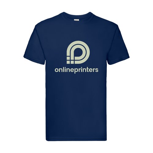 Marineblauwe katoenen T-shirt voor heren met korte mouwen.