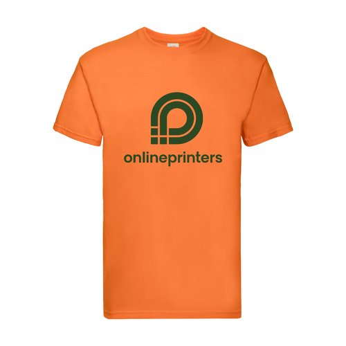 Oranje katoenen T-shirt voor heren met korte mouwen.