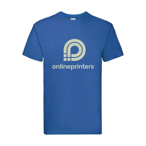Koningsblauw katoenen T-shirt voor heren met korte mouwen.