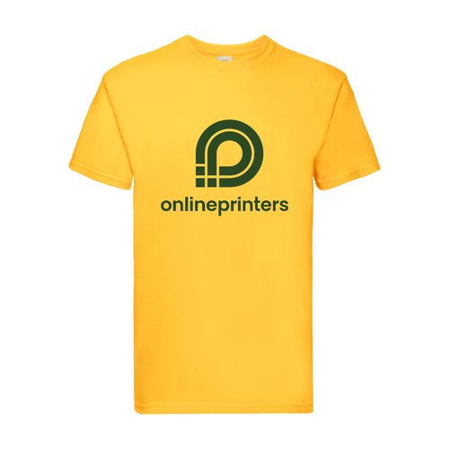 Geel katoenen t-shirt voor mannen met korte mouwen.