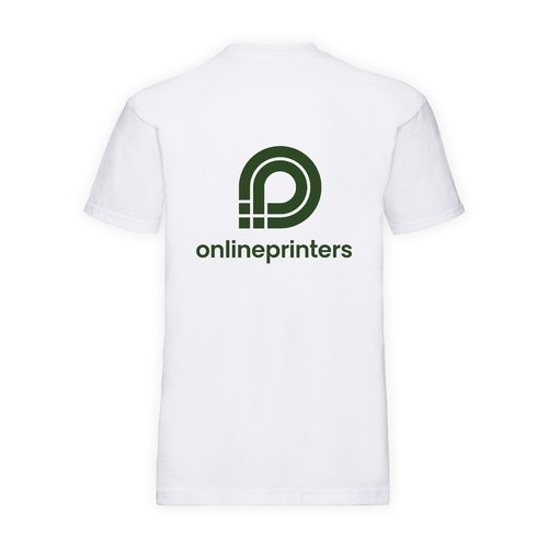Wit katoenen heren T-shirt met korte mouwen.