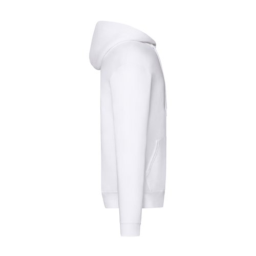 Witte katoenmix heren hooded jacket met volledige ritssluiting en zakken.