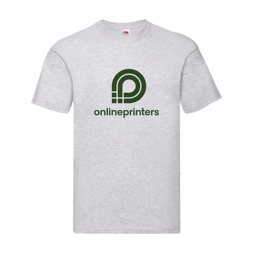Grijze gemleerde katoenen T-shirt voor heren met korte mouwen.