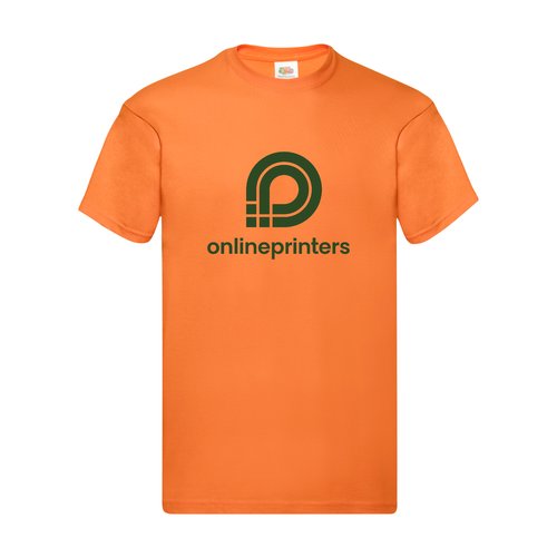 Oranje katoenen T-shirt voor heren met korte mouwen en een ronde hals.