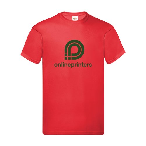 Rood katoenen T-shirt voor mannen met korte mouwen.