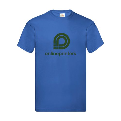 Koningsblauw katoenen T-shirt voor heren met korte mouwen.