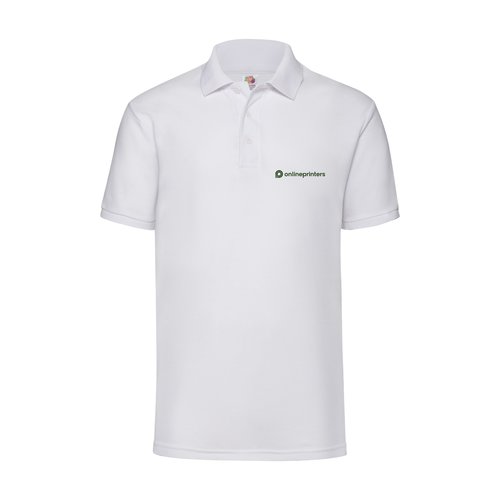 Wit gemleerd poloshirt voor heren met korte knoopsluiting.