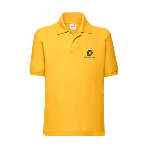 Geel piqu poloshirt van polyester en katoen voor kinderen.